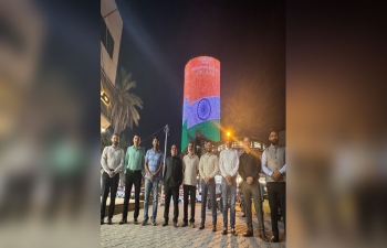  Iconic #BaghdadMall in Baghdad city was lit in tricolour on the occasion of 78th Independence Day of India.