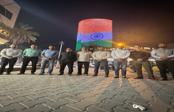  Iconic #BaghdadMall in Baghdad city was lit in tricolour on the occasion of 78th Independence Day of India.