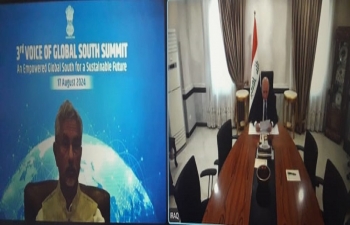 H.E. Mr. Fuad Mohammed Hussein, Deputy Prime Minister for International Relations Affairs and Foreign Minister of Republic of Iraq addressed the 3rd Voice of Global South Summit's Foreign Ministers' virtual session on 17th August, 2024.