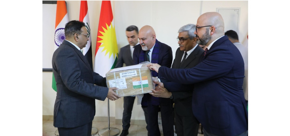 On February 10, Ambassador Soumen Bagchi, accompanied by Consul General, Erbil Madan Gopal, visited the Halabja Hospital in Iraqi Kurdistan to hand over the consignment of medicines, gifted by the Government of India as part of ‘India for Humanity’ initiative.  